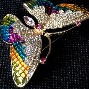 Vintage Butterfly Rhinestone Pin Brooch